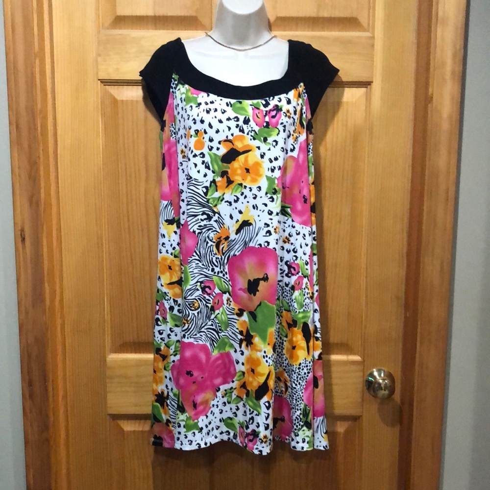 Karin Stevens Pink Sundress with Cap Sleeves and Scoop Neck